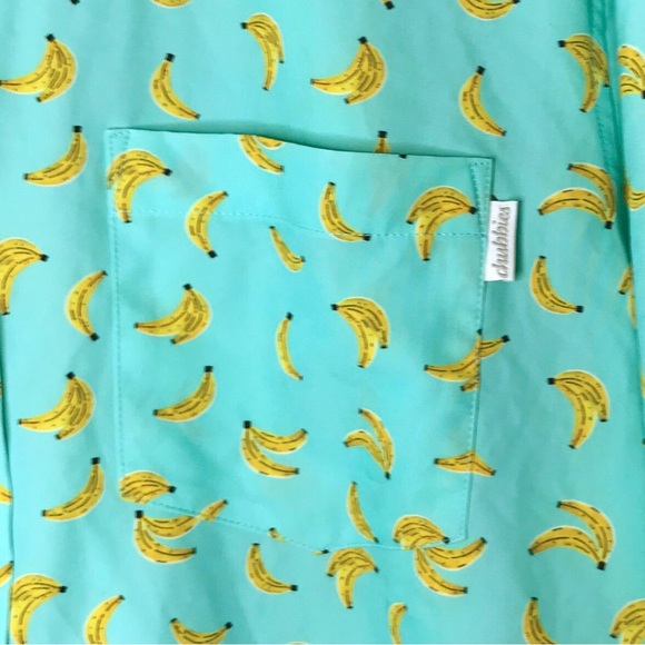 Chubbies Banana Button Front Short Sleeve Green Yellow Shirt Tropical Men's XL - Picture 6 of 11